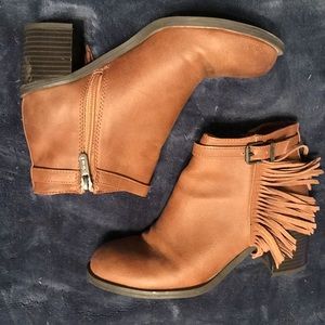 Sam Edelman fringe tan/brown booties sz 6